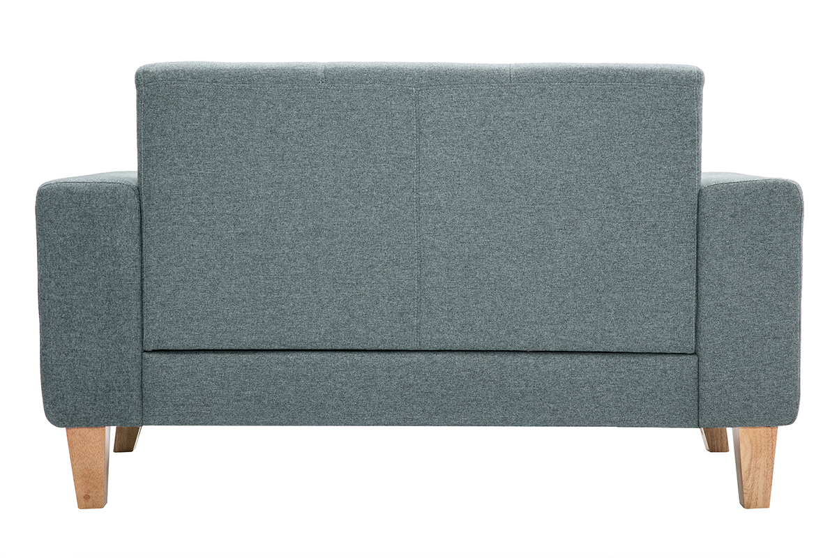 Canap scandinave 2 places en tissu vert de gris et bois clair FJORD