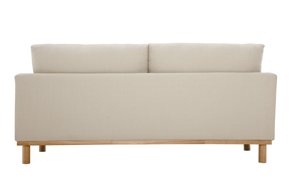 Canap scandinave 3 places en tissu beige et bois clair HOBART