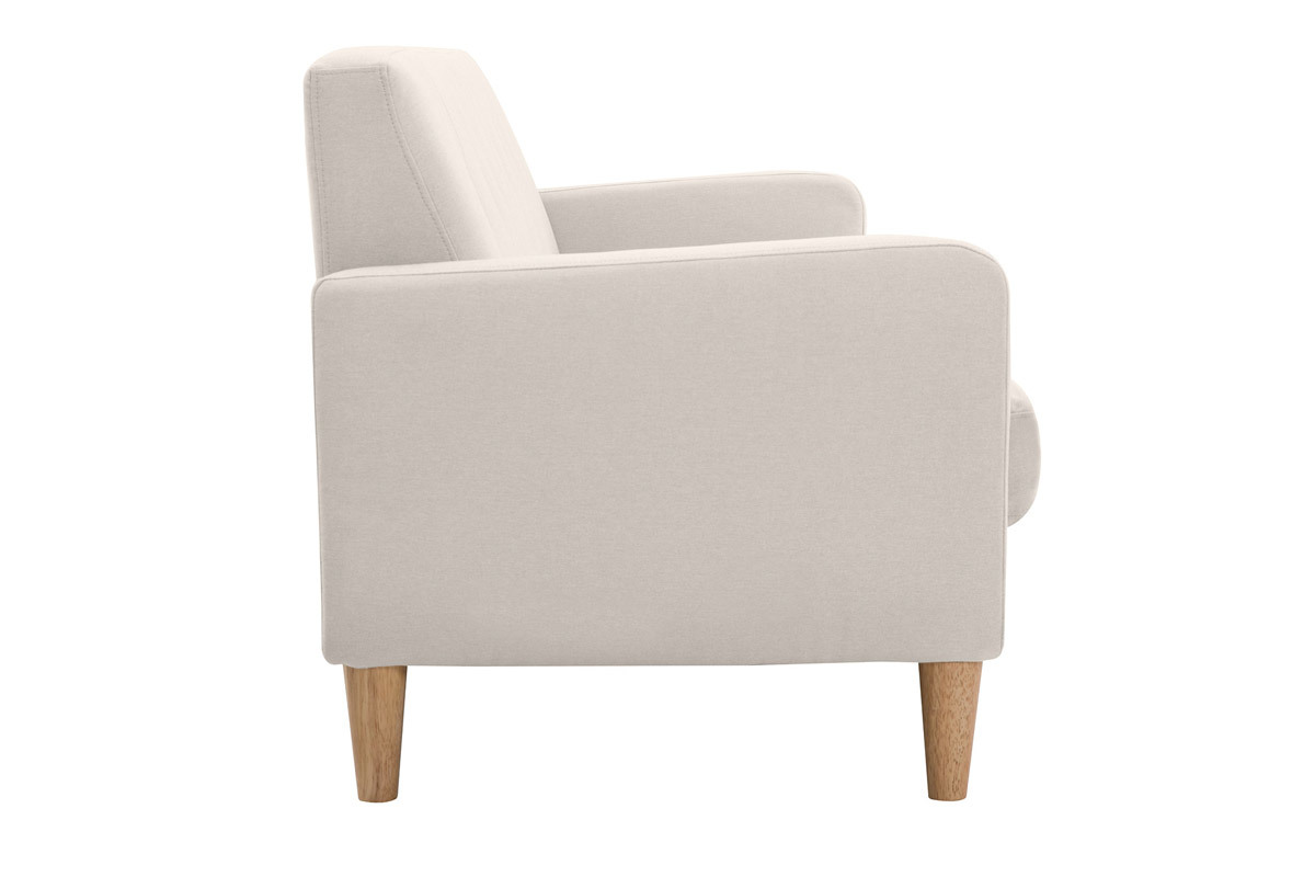 Canap scandinave 3 places en tissu beige et bois clair LUNA