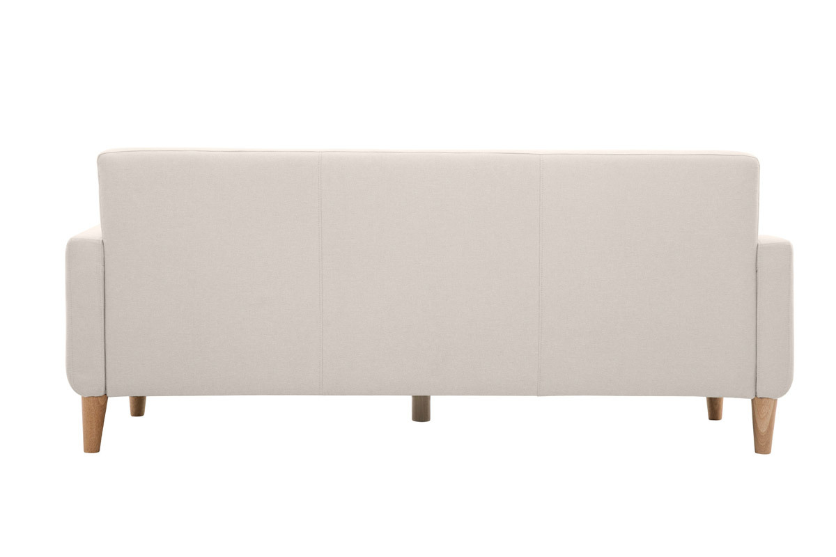 Canap scandinave 3 places en tissu beige et bois clair LUNA