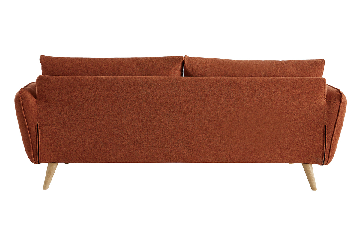 Canap scandinave 3 places en tissu brique et bois clair CREEP