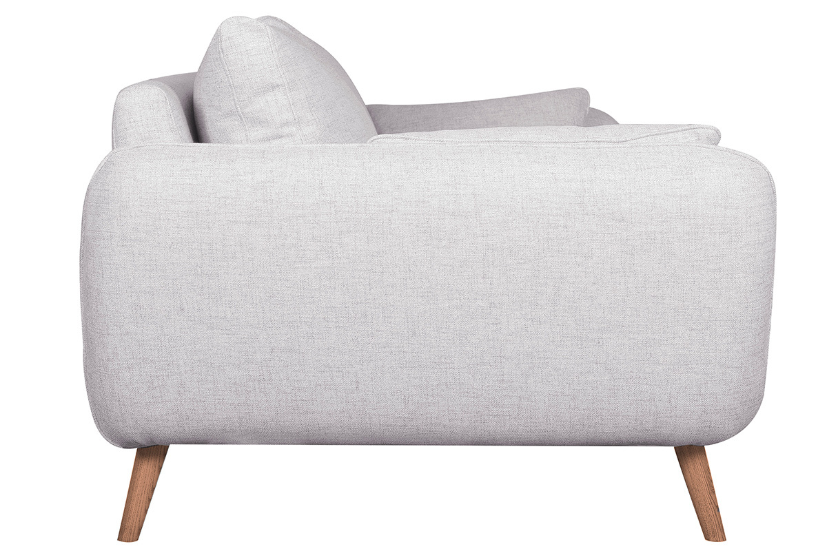 Canap scandinave 3 places en tissu gris clair chin et bois clair CREEP