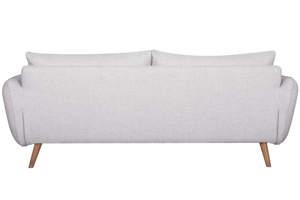 Canap scandinave 3 places en tissu gris clair chin et bois clair CREEP