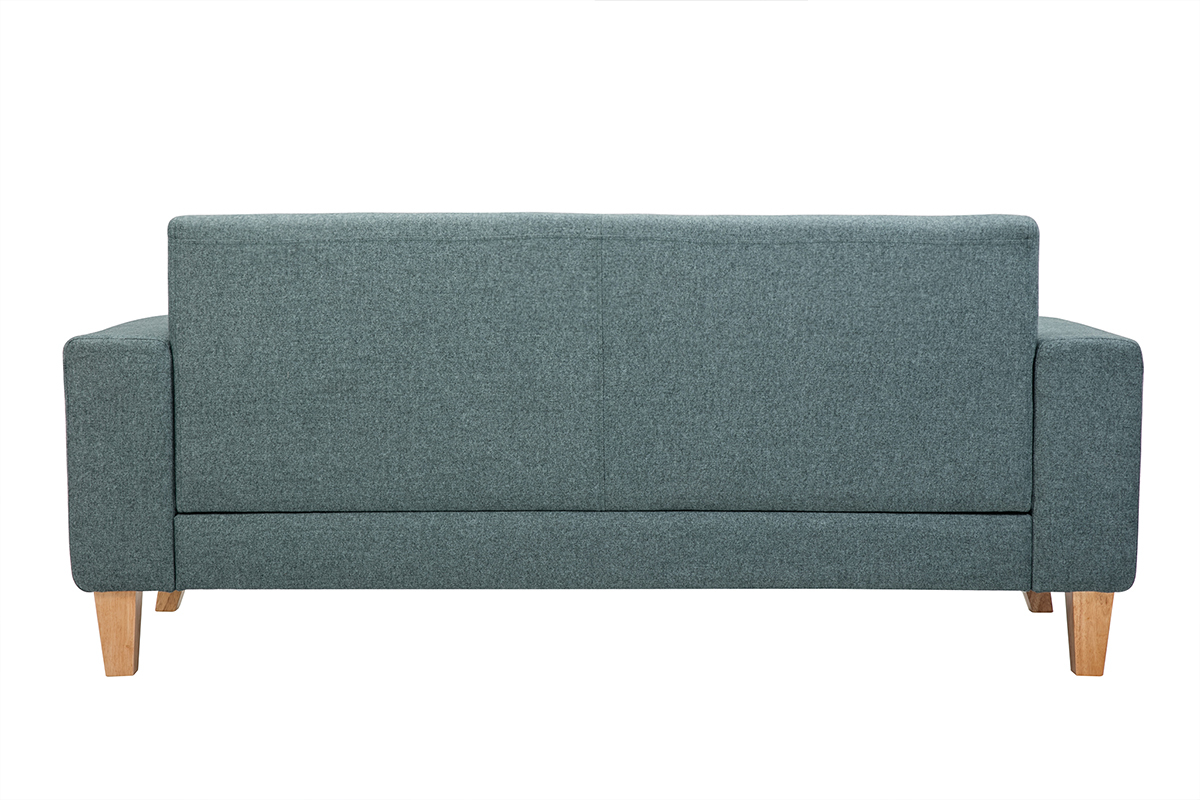 Canap scandinave 3 places en tissu vert de gris et bois clair FJORD