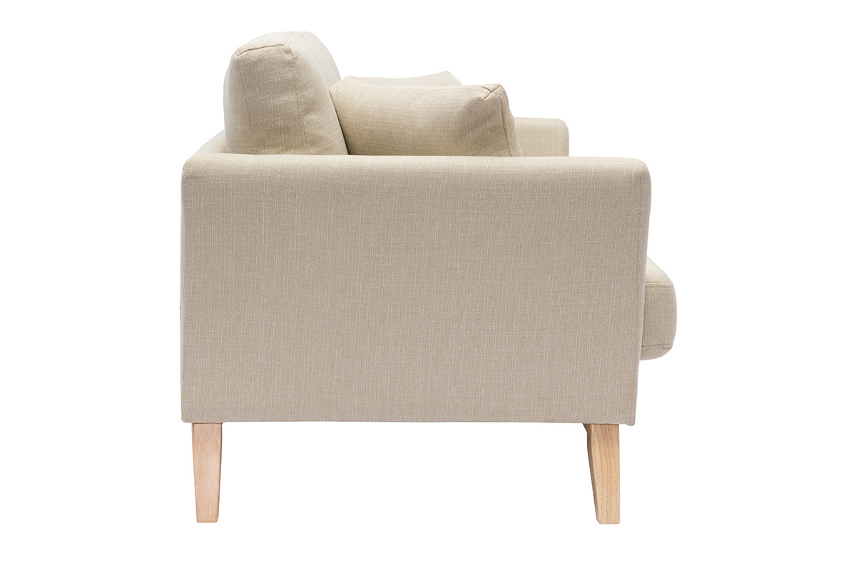 Canap scandinave dhoussable 2 places en tissu beige et bois clair OSLO