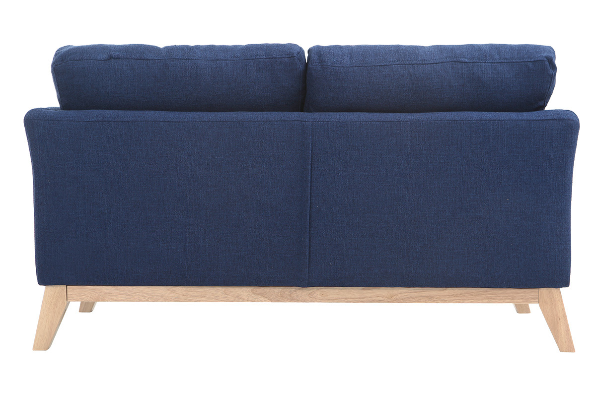 Canap scandinave dhoussable 2 places en tissu bleu fonc et bois clair OSLO