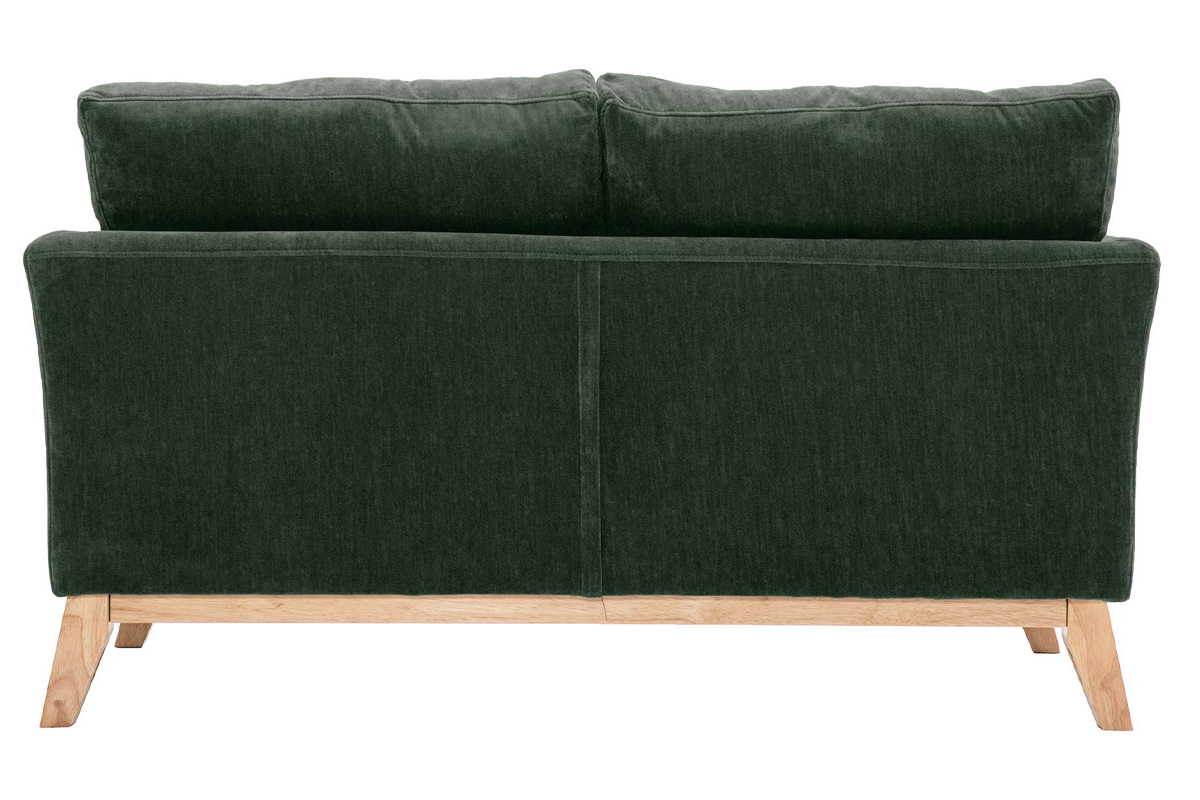 Canap scandinave dhoussable 2 places en tissu effet velours vert kaki et bois clair OSLO