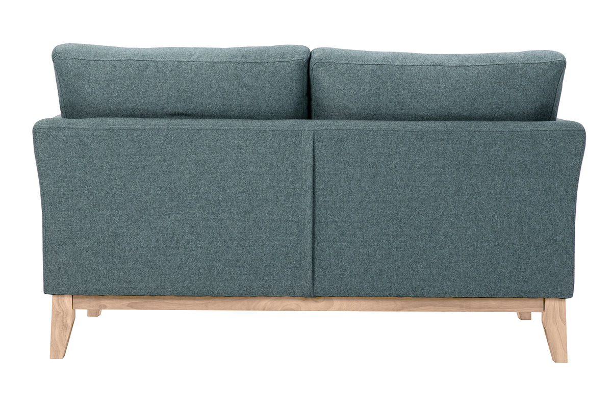 Canap scandinave dhoussable 2 places en tissu vert de gris et bois clair OSLO