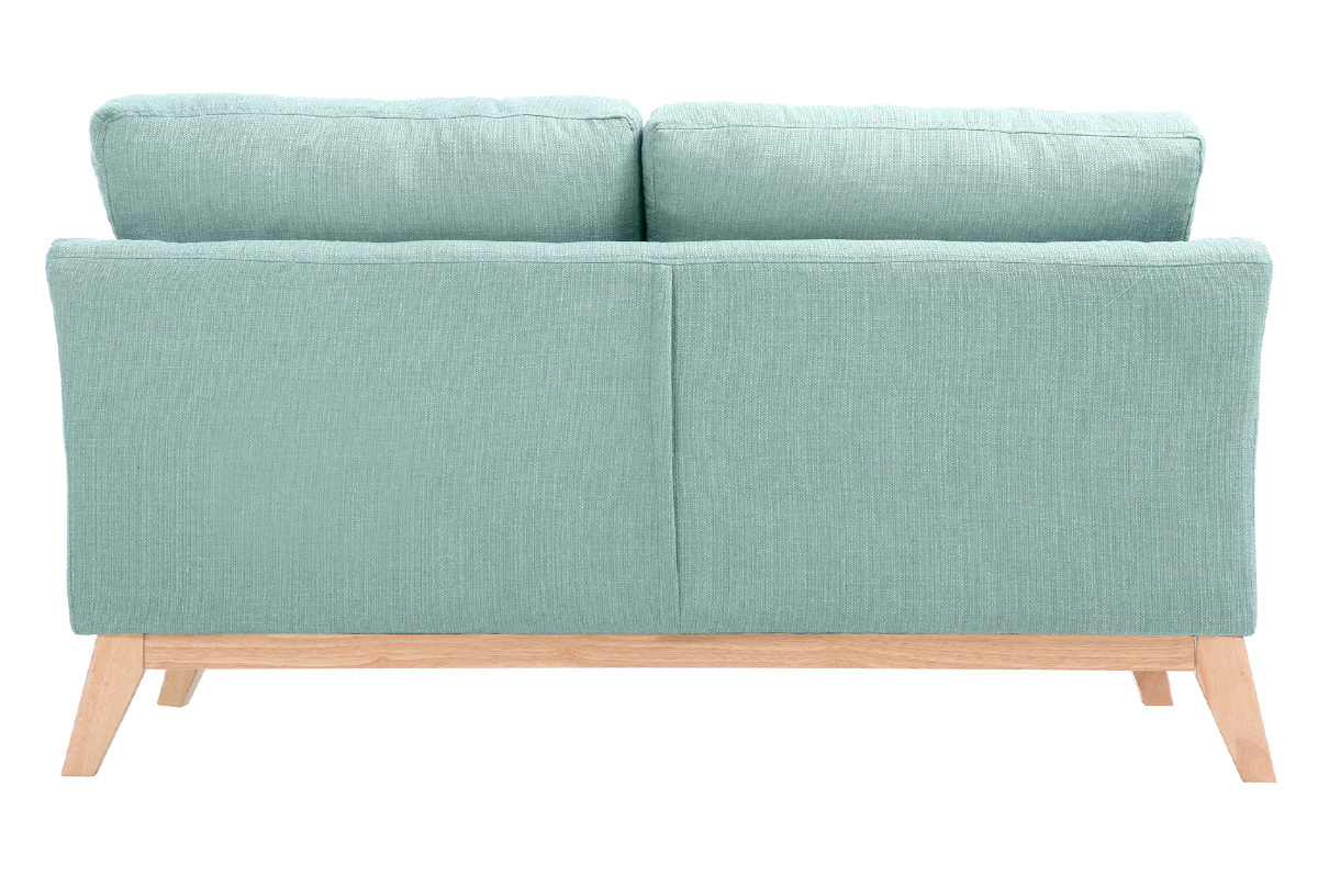 Canap scandinave dhoussable 2 places en tissu vert lagon et bois clair OSLO