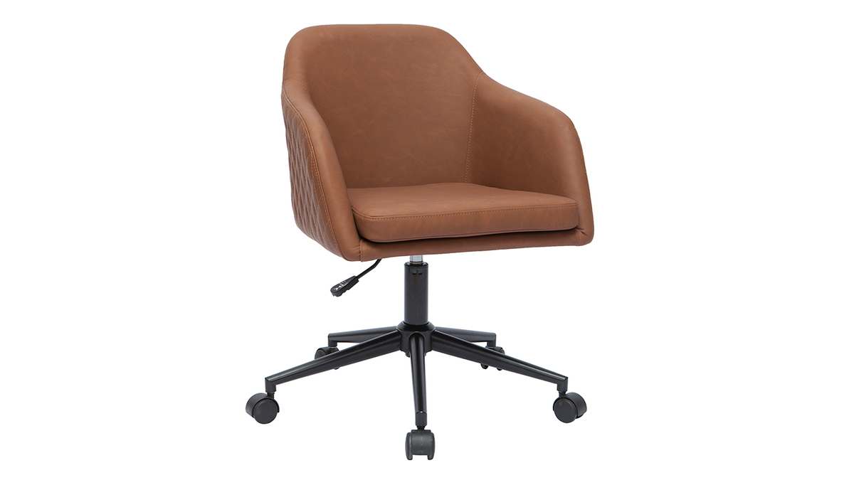 Chaise de bureau  roulettes marron et mtal noir DOUG