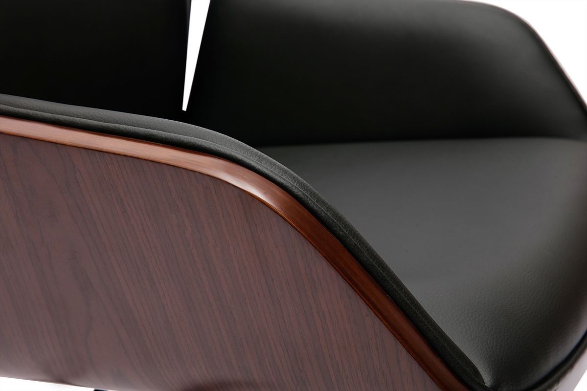 Chaise de bureau design pivotante 360 noir, bois fonc et mtal noir MARLOW