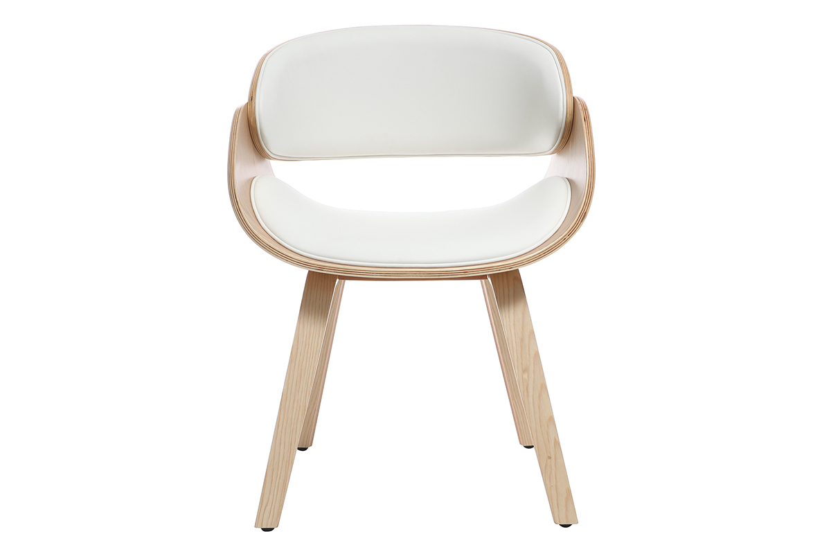 Chaise design blanc et bois clair BENT