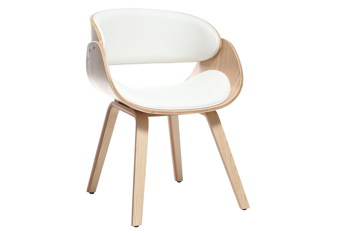 Chaise design blanc et bois clair BENT