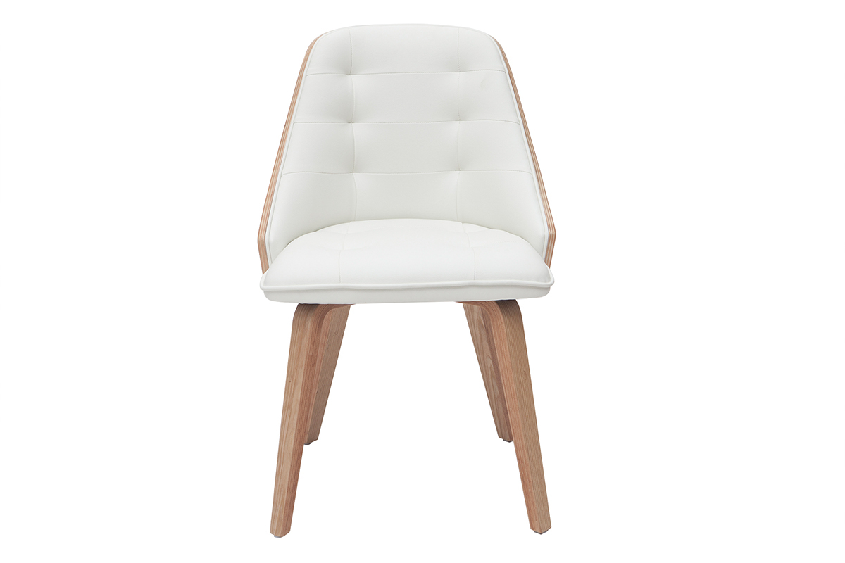 Chaise design blanc et bois clair FLUFFY