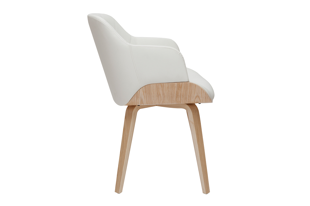 Chaise design blanc et bois clair LUCIEN