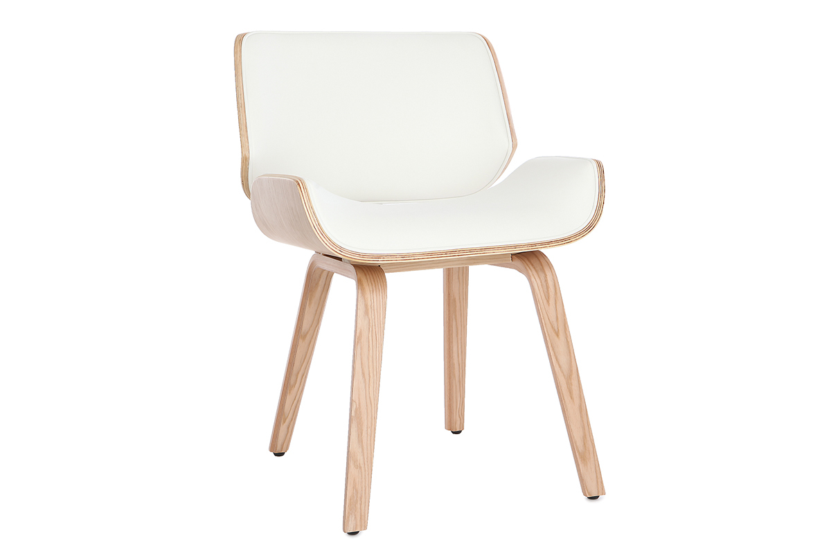 Chaise design blanc et bois clair RUBBENS