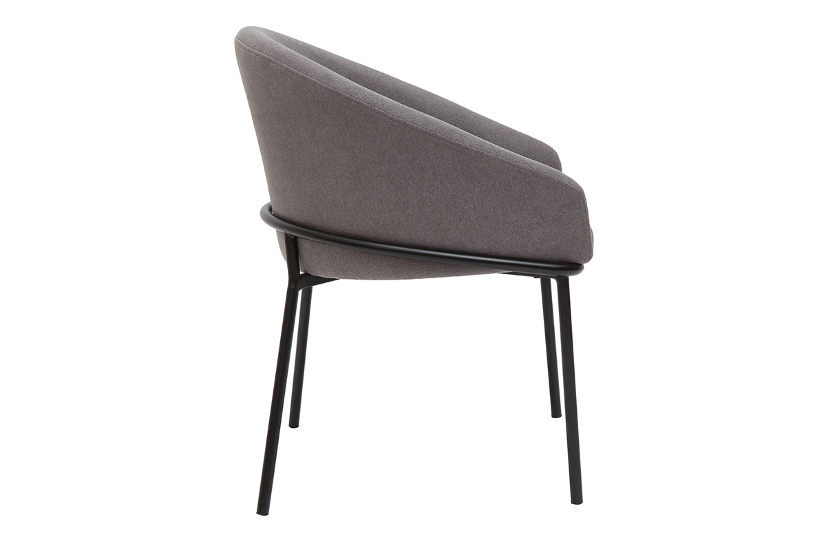 Chaise design en tissu effet velours gris et mtal noir JENNA