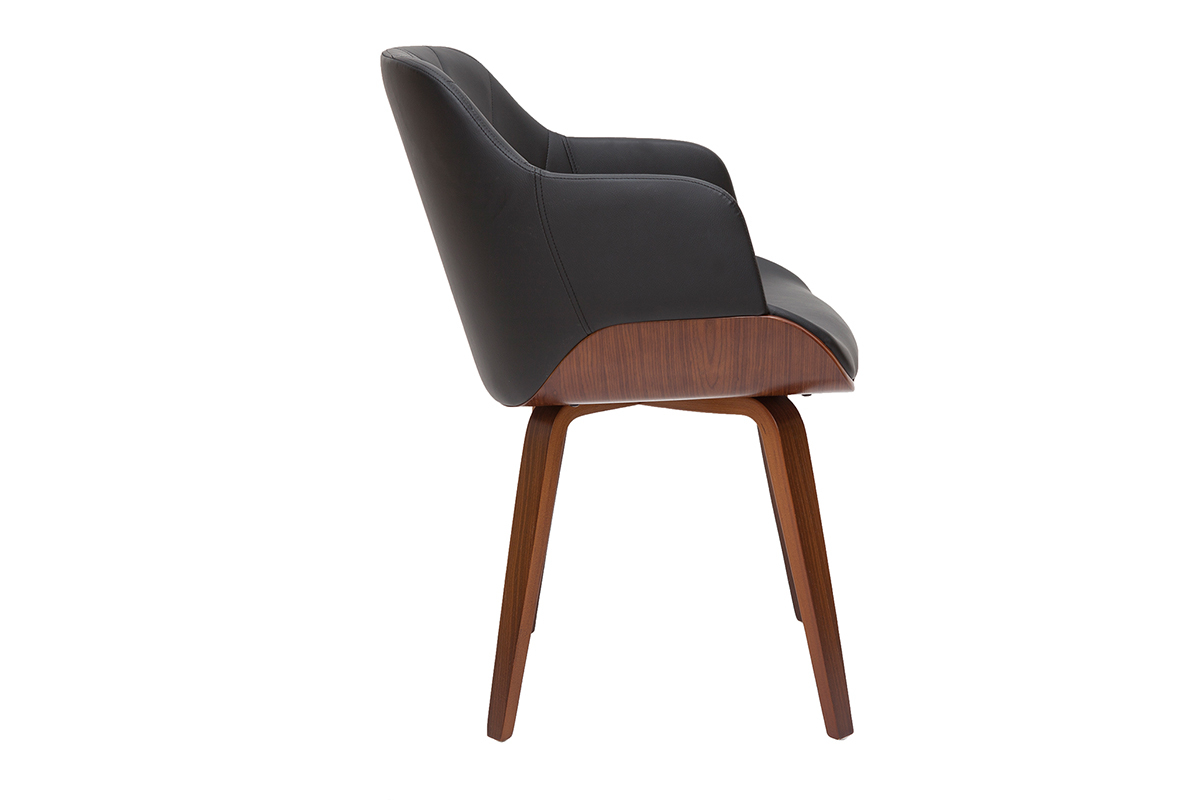 Chaise design noir et bois fonc LUCIEN