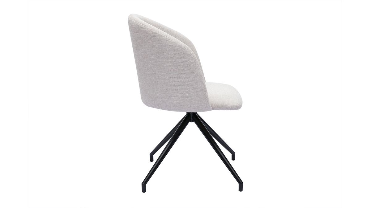 Chaise design pivotante 360 en tissu effet velours textur beige et mtal noir VANITY