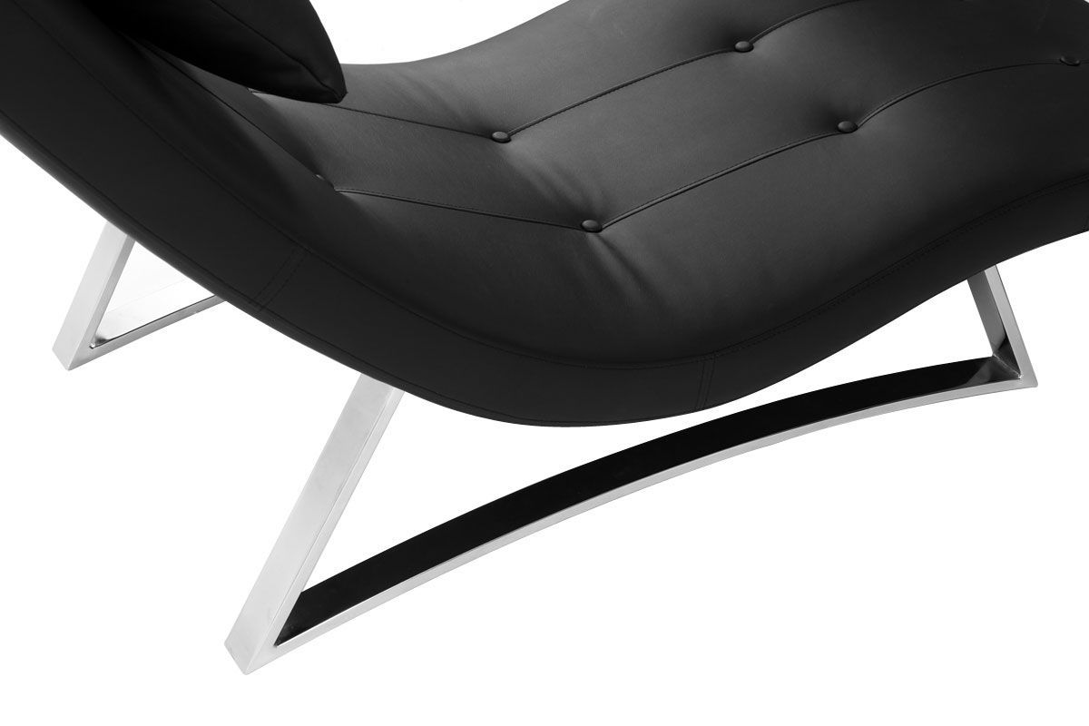 Chaise longue design noir et acier chrom BARTY