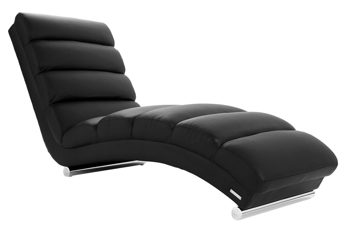 Chaise longue / fauteuil design noir et acier chrom TAYLOR