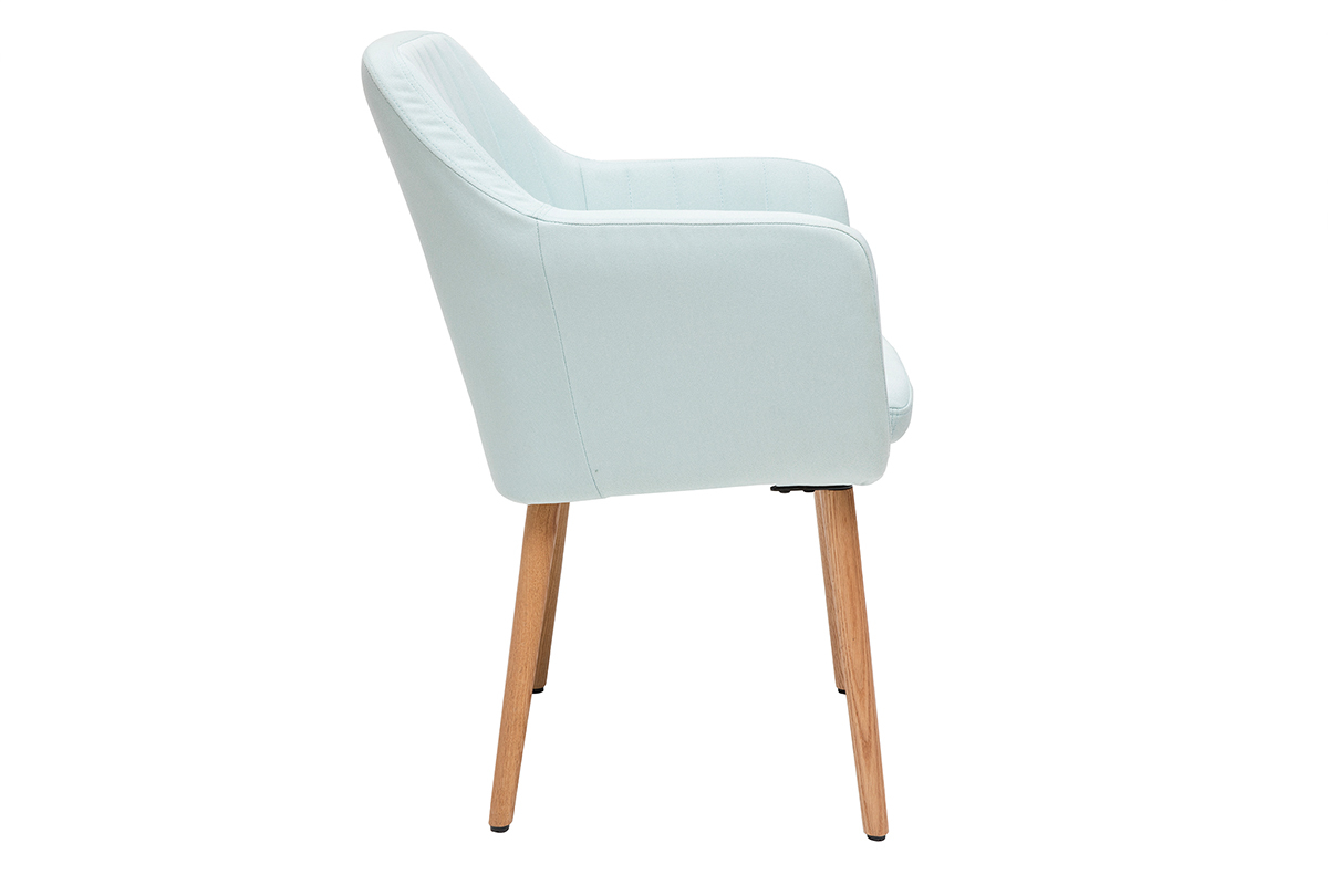 Chaise scandinave en tissu menthe  l'eau et bois clair massif ALEYNA