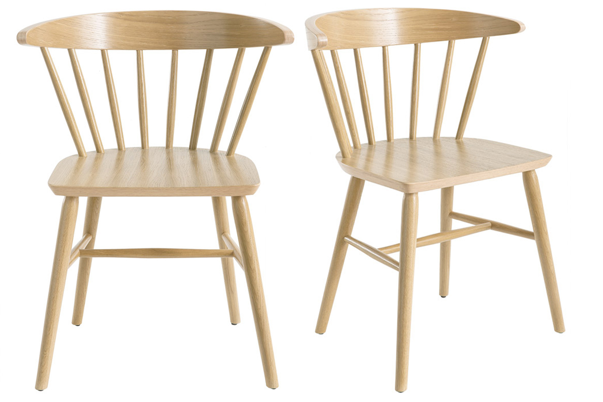 Chaises  barreaux en bois clair chne (lot de 2) DARIA