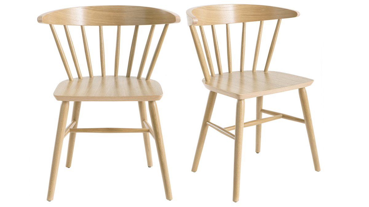 Chaises  barreaux en bois clair chne (lot de 2) DARIA