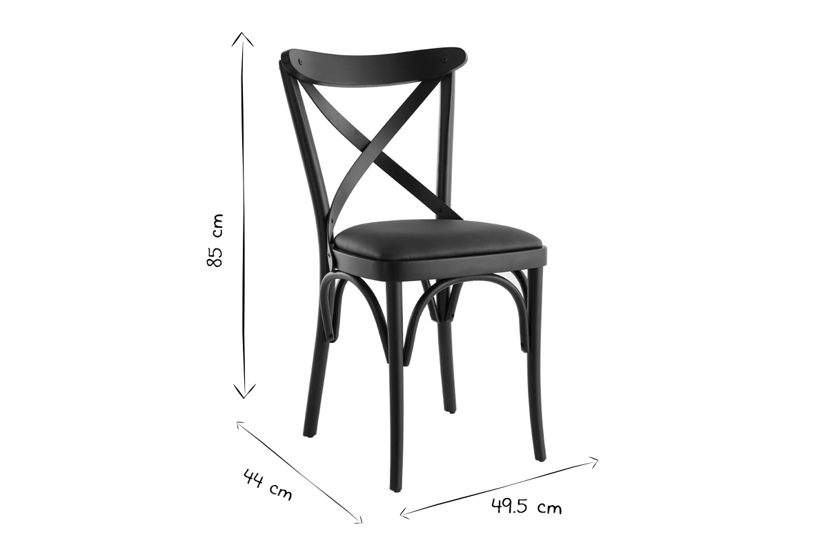 Chaises bistrot en bois noir (lot de 2) MARCEL