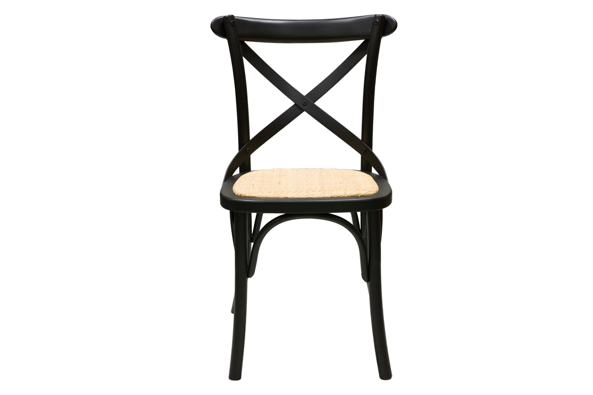 Chaises bistrot en bois noir et cannage en rotin (lot de 2) MARCEL