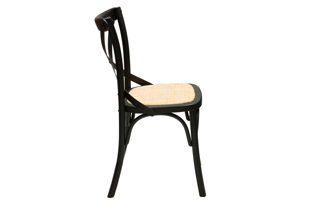 Chaises bistrot en bois noir et cannage en rotin (lot de 2) MARCEL