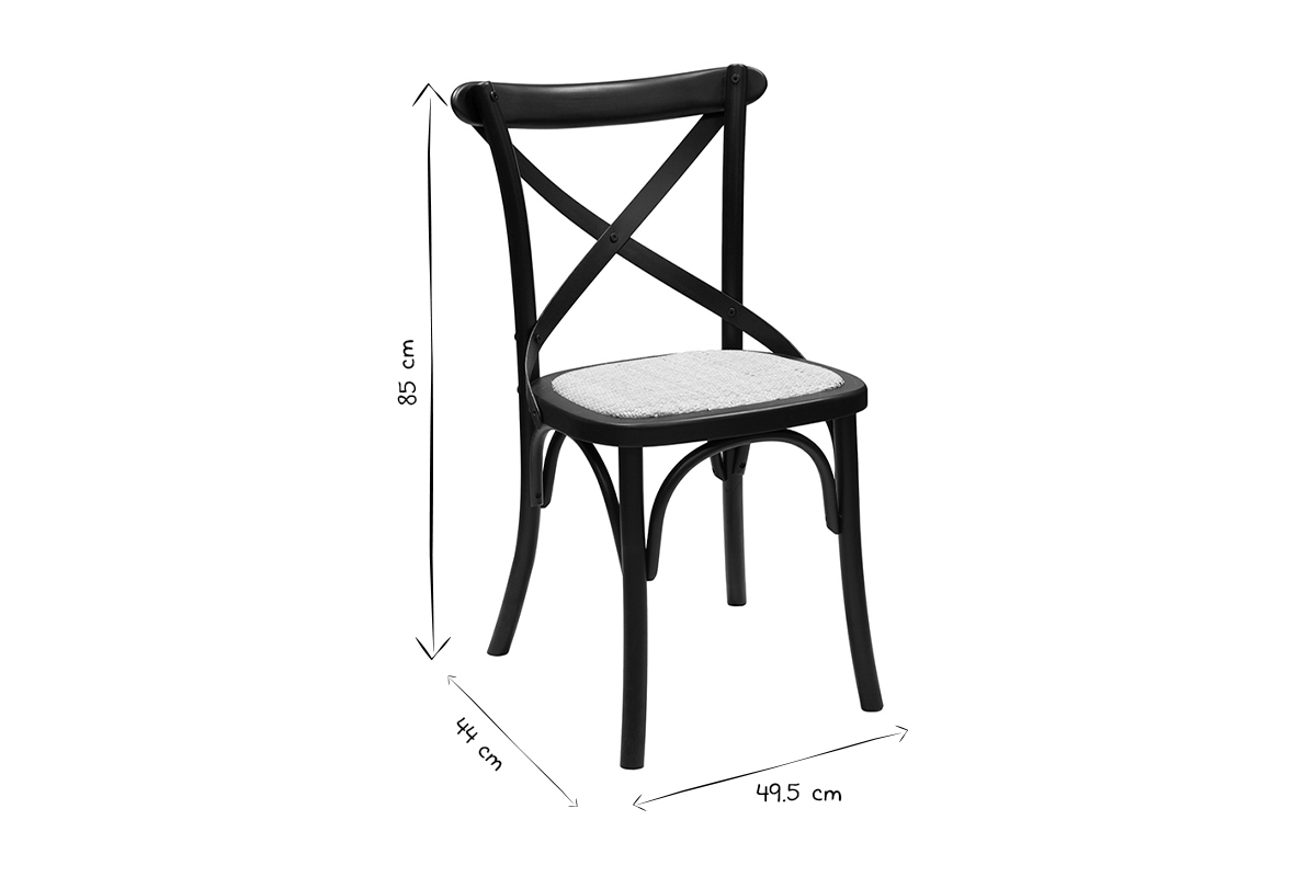 Chaises bistrot en bois noir et cannage en rotin (lot de 2) MARCEL