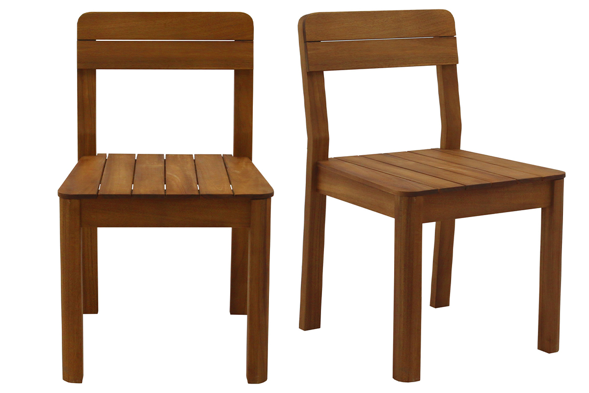 Chaises de jardin en bois massif (lot de 2) AKIS