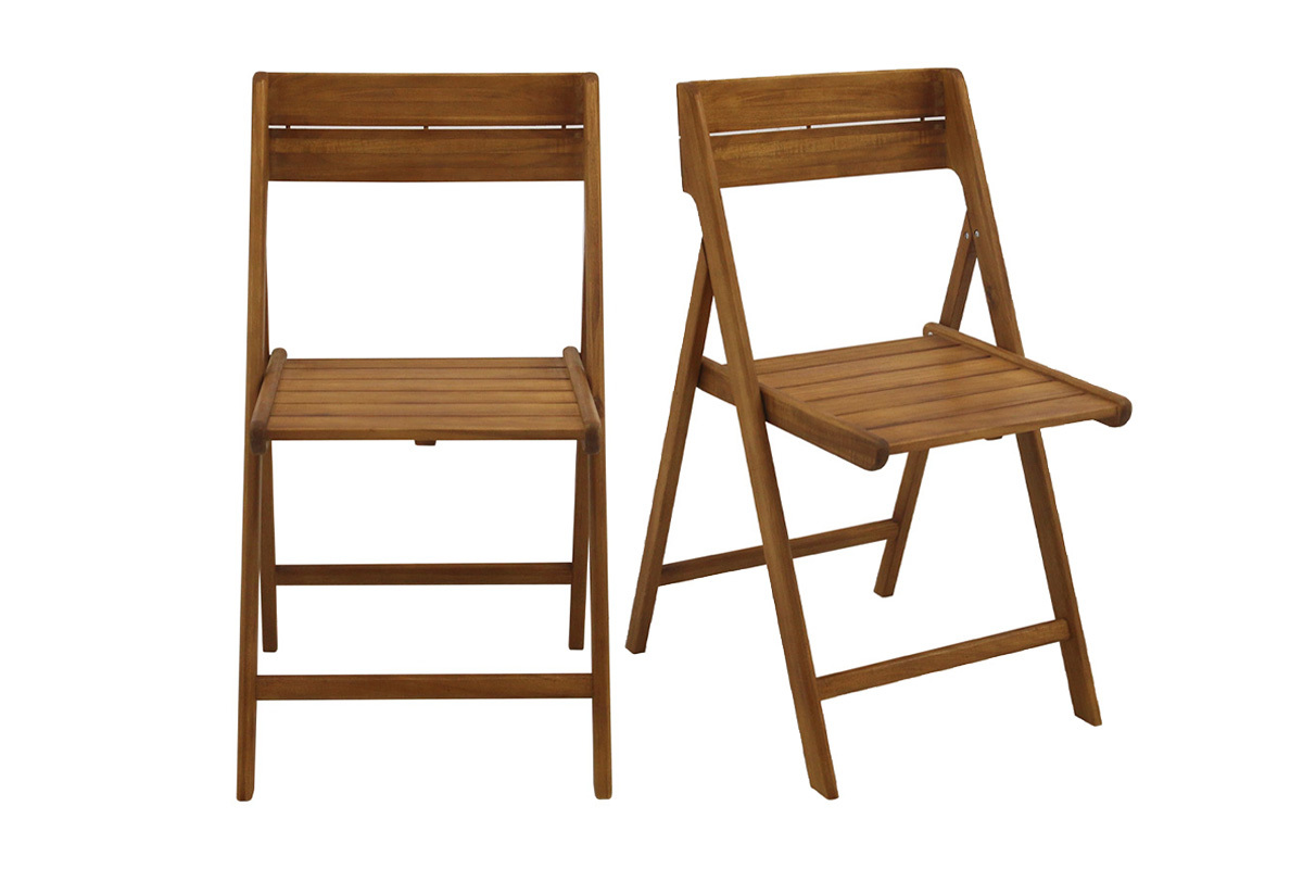 Chaises de jardin pliantes en bois massif (lot de 2) DIEGO