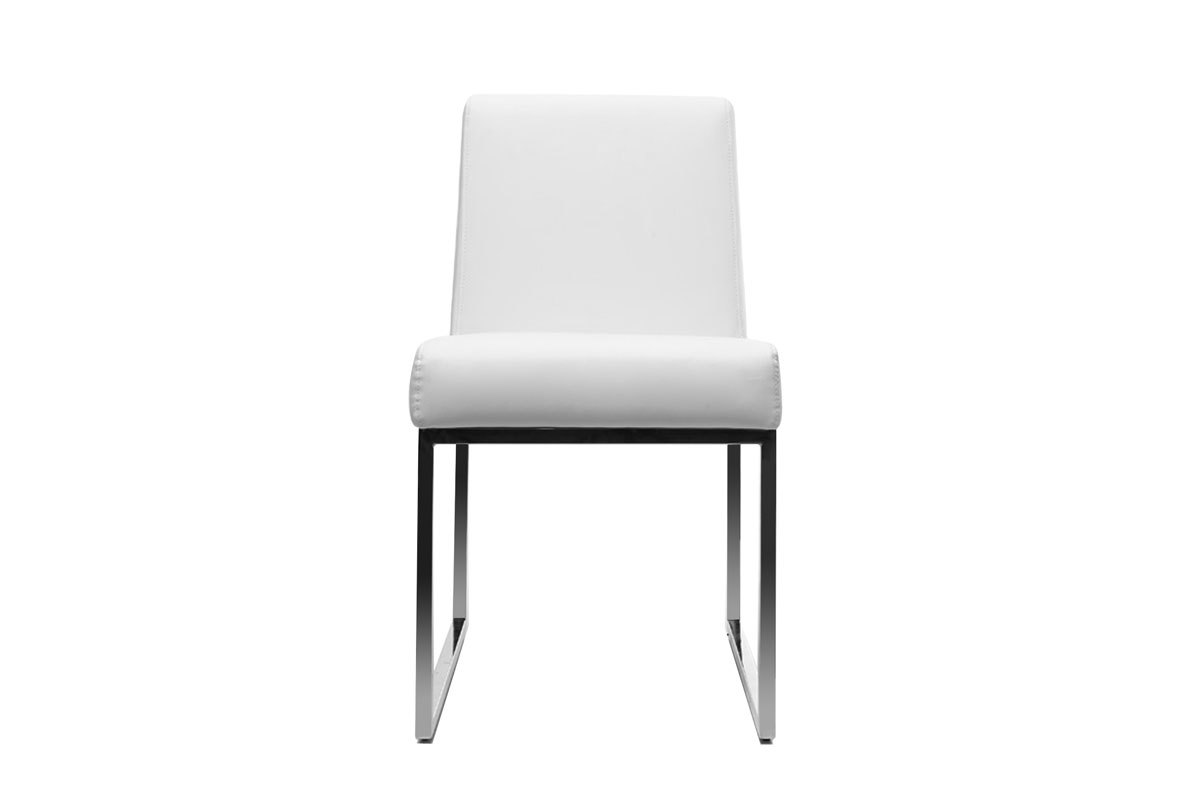 Chaises design blanc et acier chrom (lot de 2) JUNIA