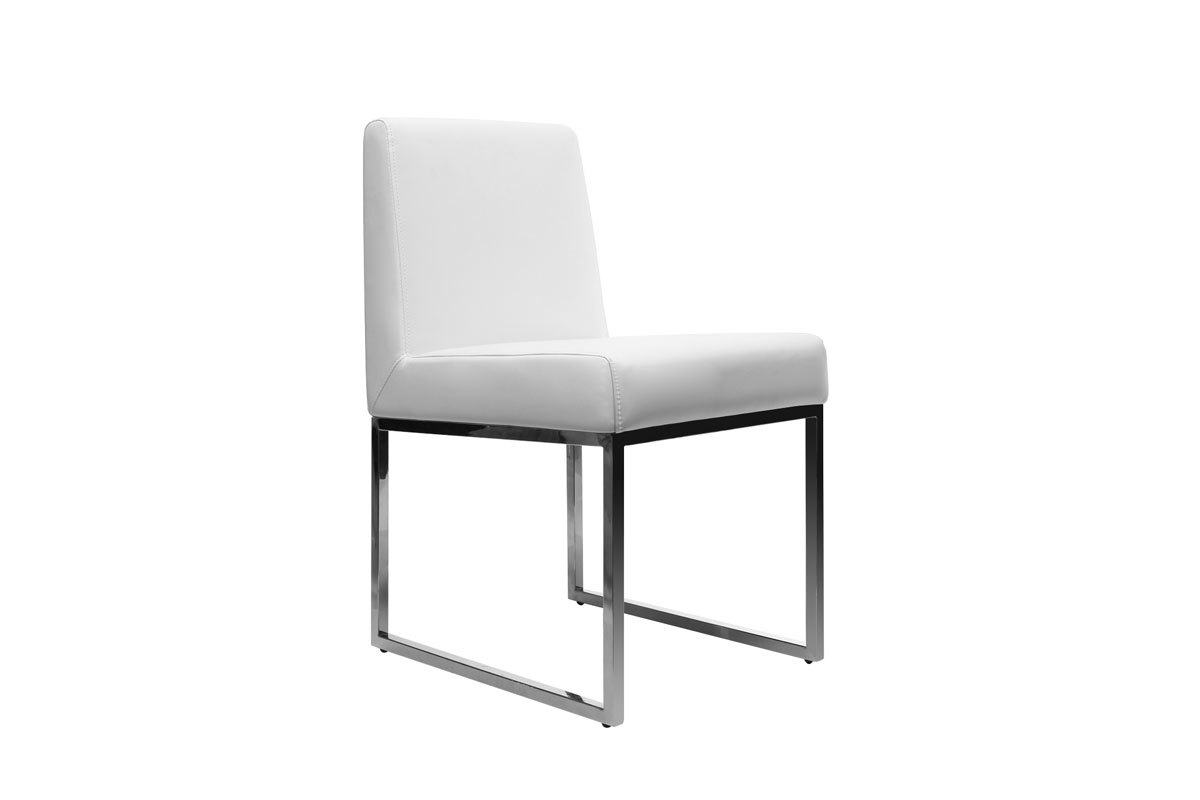 Chaises design blanc et acier chrom (lot de 2) JUNIA