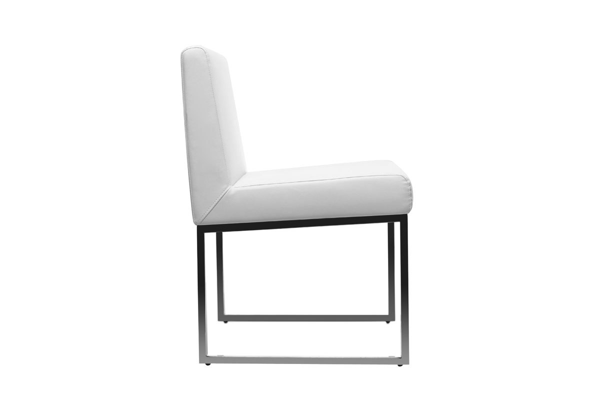 Chaises design blanc et acier chrom (lot de 2) JUNIA