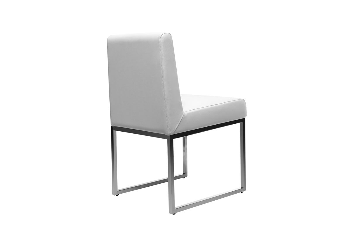 Chaises design blanc et acier chrom (lot de 2) JUNIA