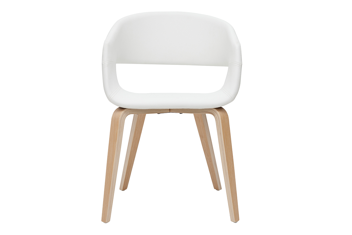 Chaises design blanc et bois clair (lot de 2) SLAM