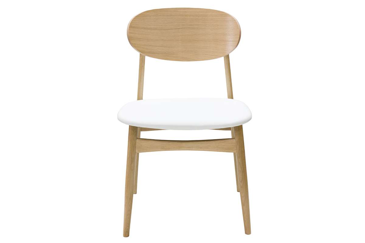 Chaises design blanc et bois clair chne massif (lot de 2) VICKY