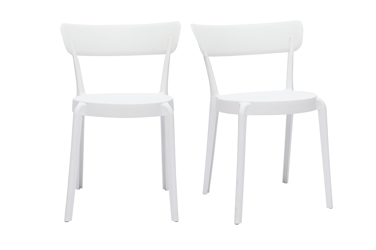 Chaises design blanches empilables intrieur - extrieur (lot de 2) RIOS