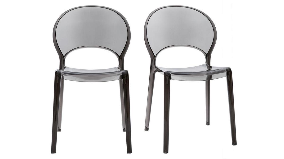 Chaises design empilables gris transparent intrieur - extrieur (lot de 2) YOPAL