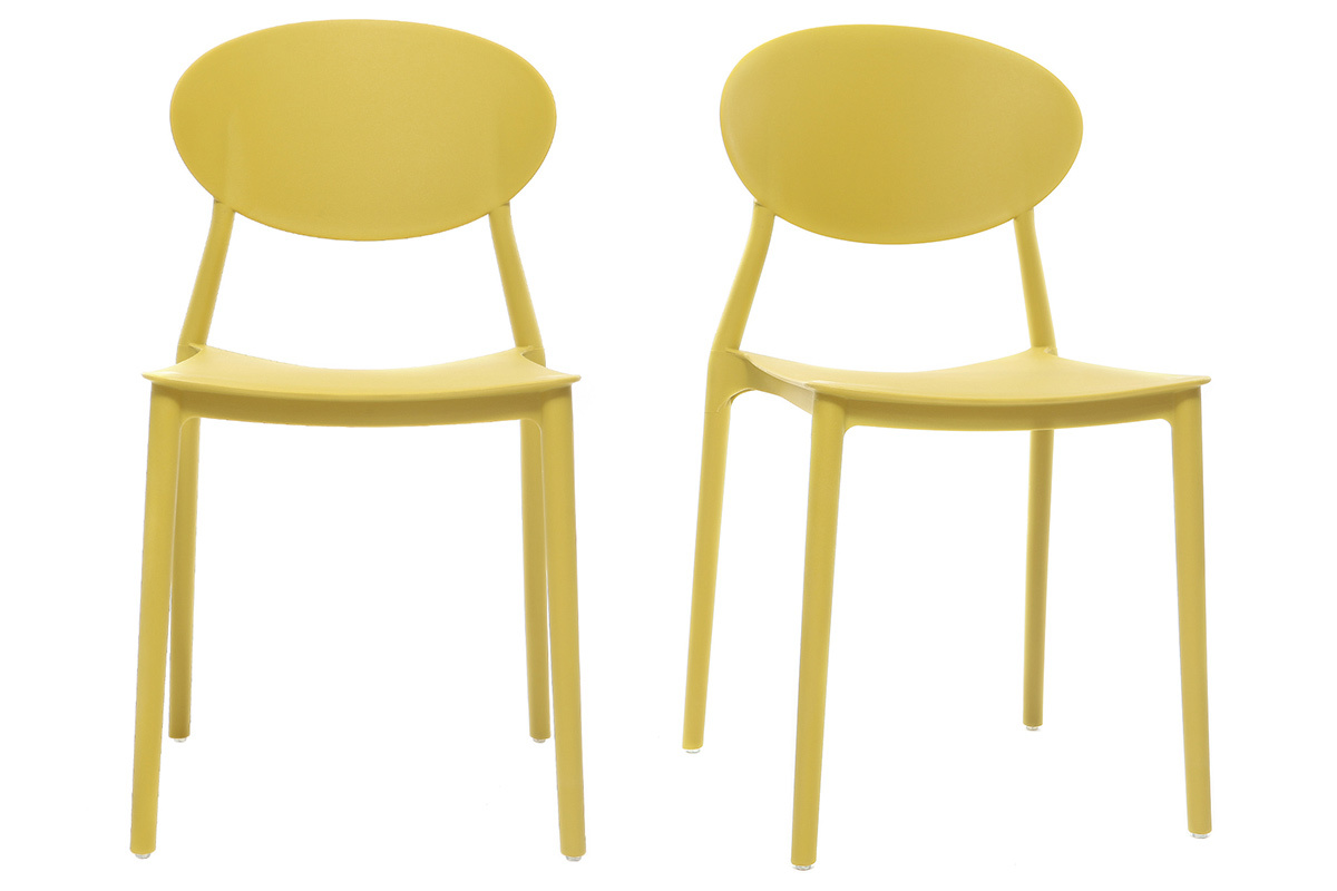 Chaises design empilables jaunes intrieur - extrieur (lot de 2) ANNA