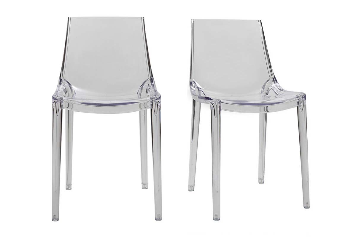 Chaises design empilables transparentes intrieur - extrieur (lot de 2) YZEL