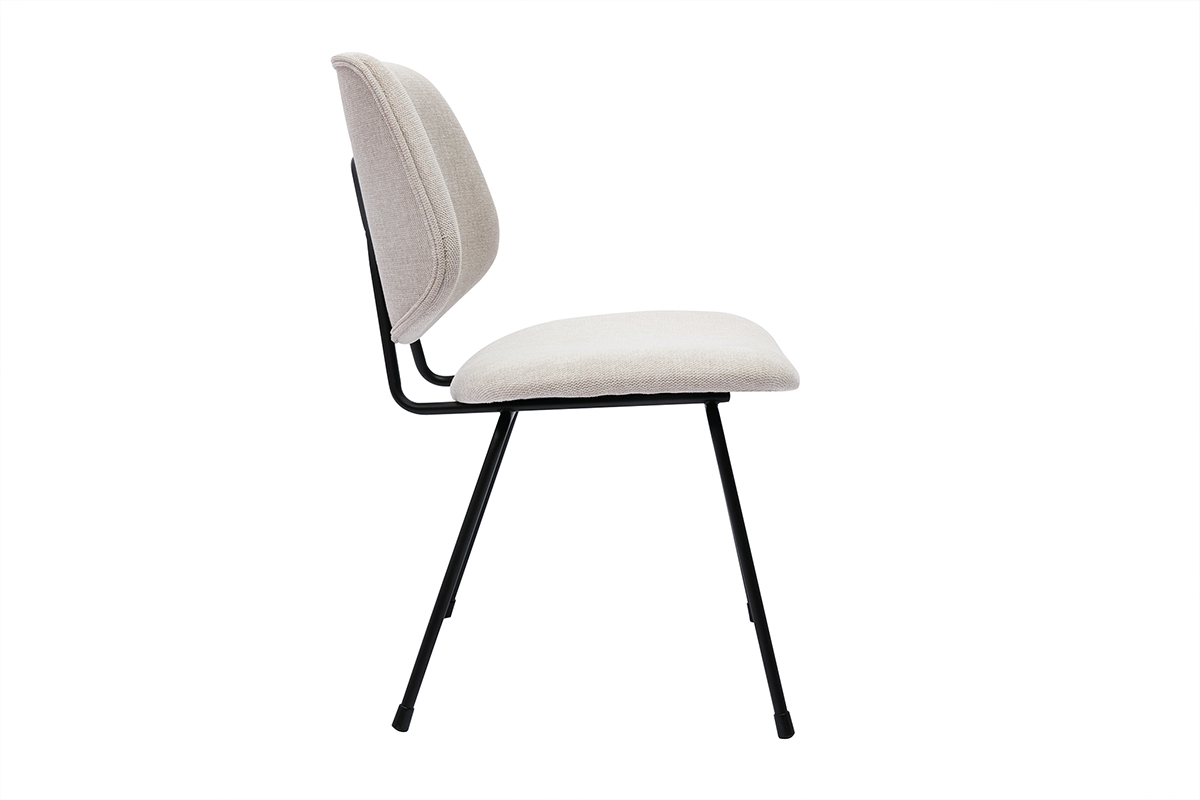 Chaises design en tissu effet velours beige et mtal noir (lot de 2) BARNET