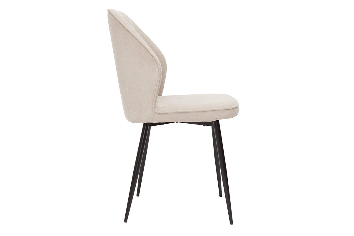 Chaises design en tissu effet velours beige et mtal noir (lot de 2) FANETTE