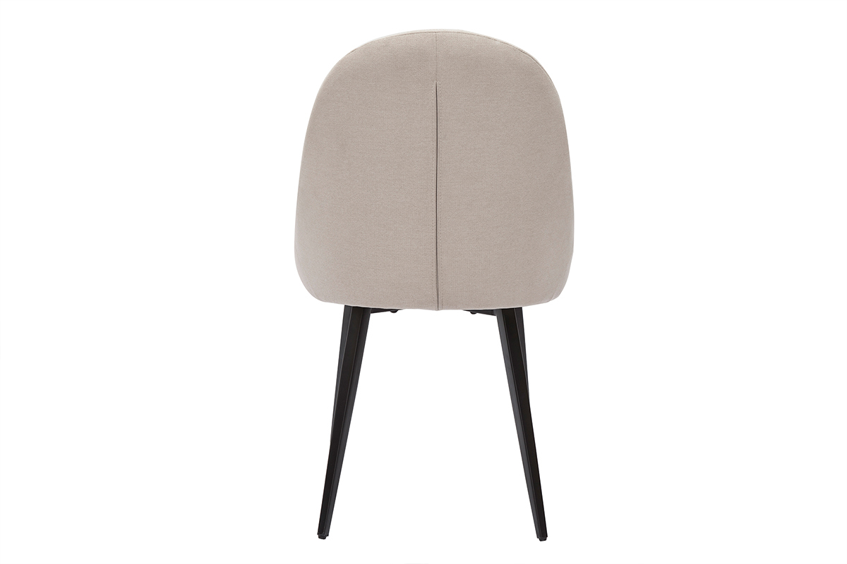 Chaises design en tissu effet velours beige et mtal noir (lot de 2) REEZ