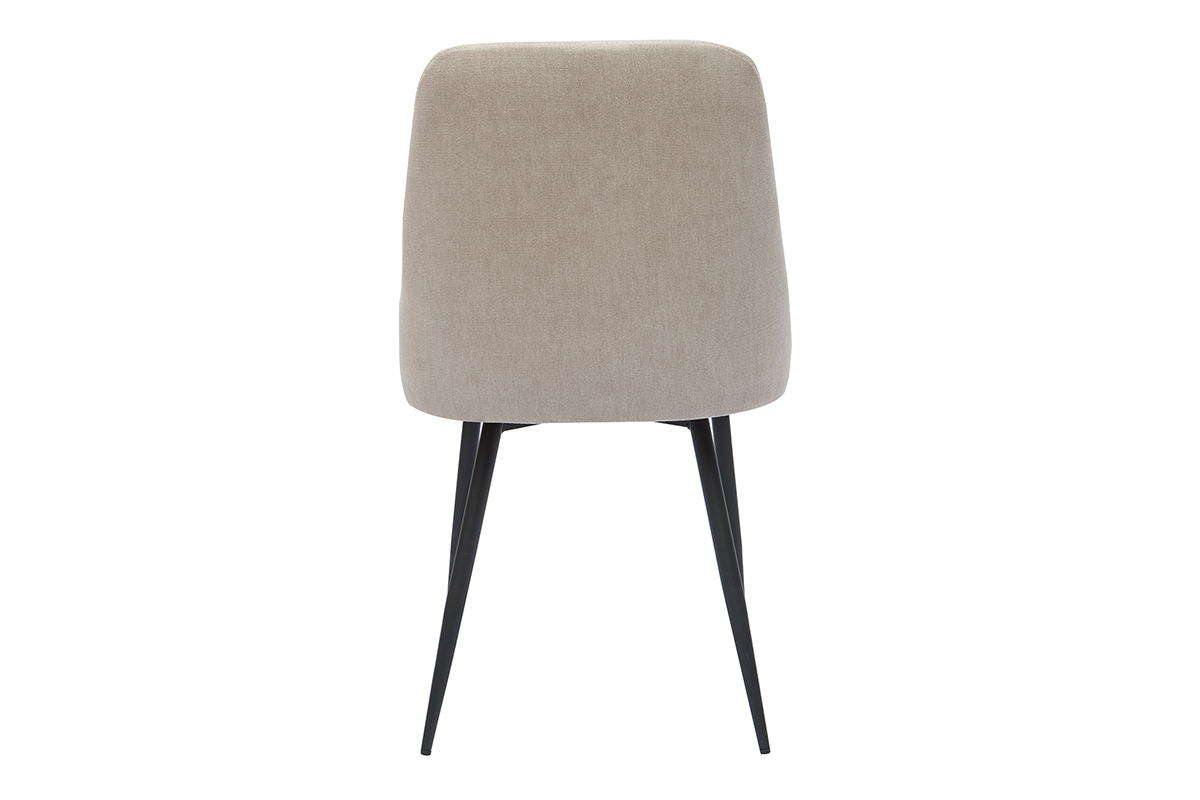 Chaises design en tissu effet velours beige naturel et mtal noir (lot de 2) CULT