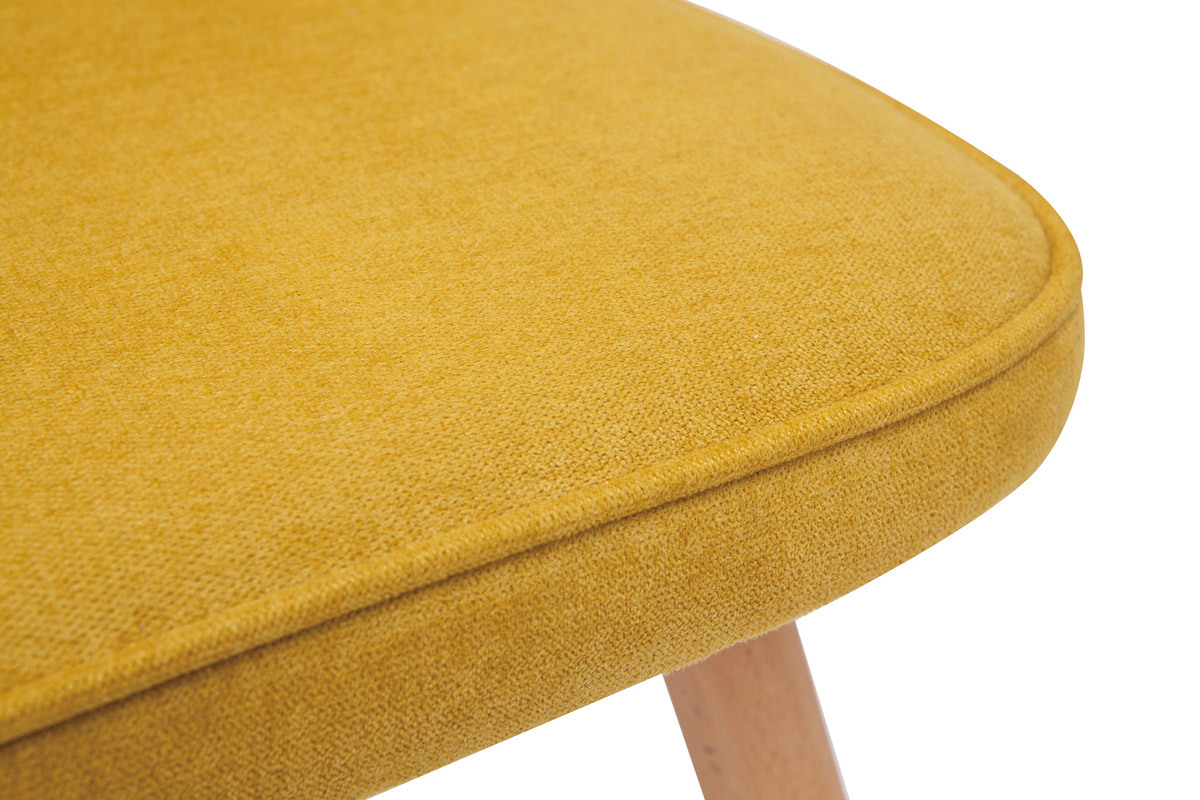 Chaises design en tissu effet velours jaune moutarde et bois clair (lot de 2) FANETTE