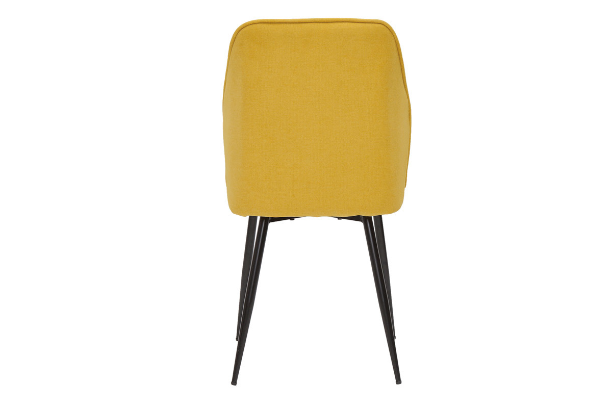 Chaises design en tissu effet velours jaune moutarde et mtal noir (lot de 2) FANETTE